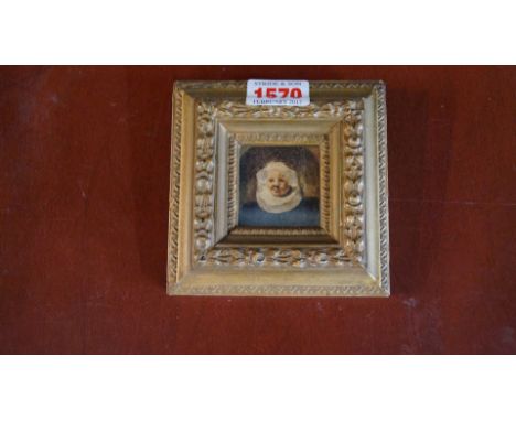 European School, a portrait miniature of a 17th century Dutch woman, 4cm square. 