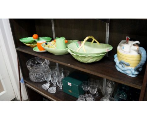 A small quantity of Carltonware, to include a novelty teapot and cover; leaf and basket moulded dishes, etc. 