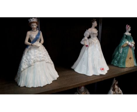 Three Royal Worcester figures, comprising: 'Her Regal Majesty'; 'Coronation Ball, Christina'; and 'Queen Mary I'.   Condition