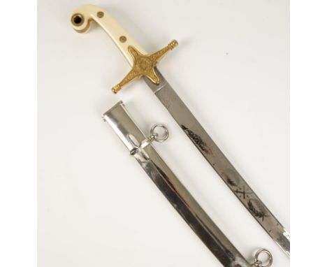 AN EDWARD VII 1831 PATTERN GENERAL AND STAFF OFFICERS MAMELUKE SWORD, by John Jones & Co., with engraved blade and scabbard, 