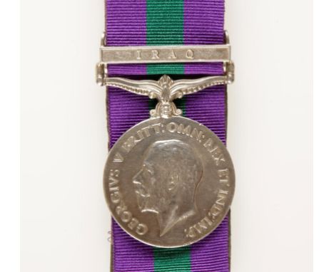 GEORGE V GENERAL SERVICE MEDAL, with Iraq clasp. Impressed (M 16777 PTE. L. COLEMAN. R.A.S.C.).