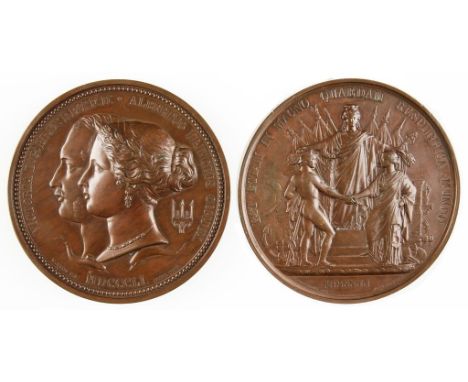 GREAT EXHIBITION, COUNCIL MEDAL, 1851. Struck in AE, by W. Wyon and J.F. Domard. Obv: Conjoined busts of Queen Victoria and P