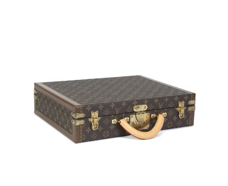 Louis Vuitton: a Monogram President Briefcase 452016Monogram canvas with vachetta handle and brass hardwareCondition Grade B+
