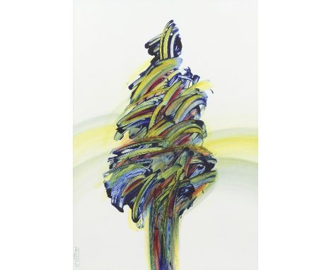 Koorosh Shishegaran (Iran, born 1945)Untitled (Tree) acrylic on canvas, framedsigned and dated in English and Farsi (lower le
