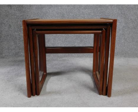 A 1970s vintage nest of three teak graduating occasional tables, by G-plan. H.48 L.53 W.42cm 