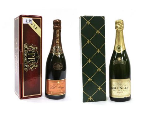 Pol Roger Rose 1985, vintage champagne, oc; Bollinger Grand Annee 1985, vintage champagne, oc (two bottles) U: less than 1cm 