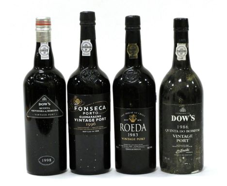 Dow Quinta da Bofim 1986, vintage port; Roeda 1983, vintage port; Fonseca Guimaraens 1996, vintage port; Dow Quinta Senhora d