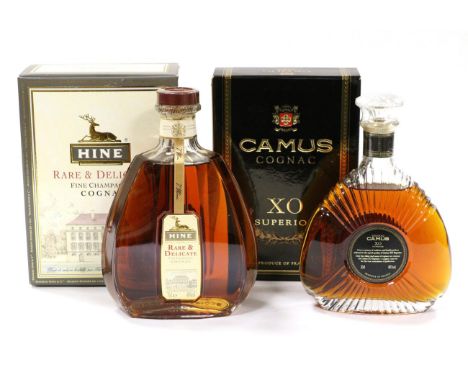 HINE Rare & Delicate Fine Champagne Cognac, 70cl, 40%, in original carton; Camus XO Superior, 35cl, 40%, in original carton (
