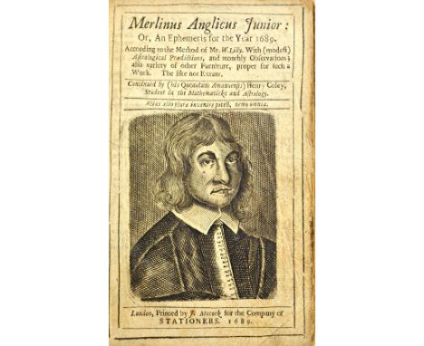 COLEY (Henry)  Merlinus Anglicus Junior: or, an Ephemeris for the Year 1689. According to the method of Mr. Lilly  . . .  woo