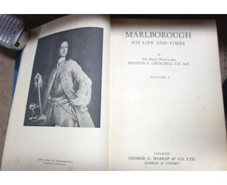 CHURCHILL (W.S.)  Marlborough: his life and times.  First Edition, 4 vols. (reprint Oct. of vol. 1). num. plates & maps (some