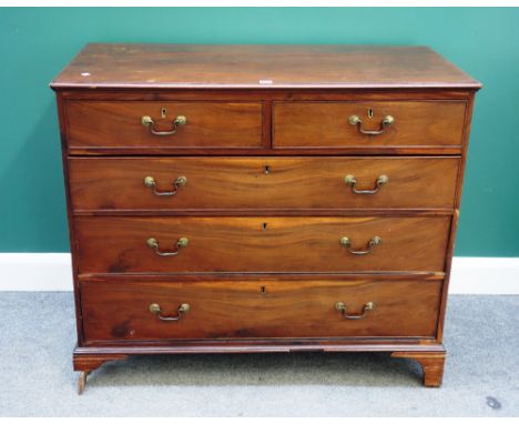A George III mahogany chest of two short and three long graduated drawers, on bracket feet, 108cm wide.