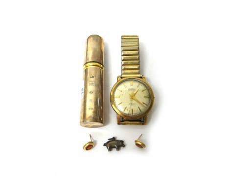 A gentleman's 9ct gold circular cased Roamer Automatic wristwatch, with a signed jewelled movement, the silvered dial with ba