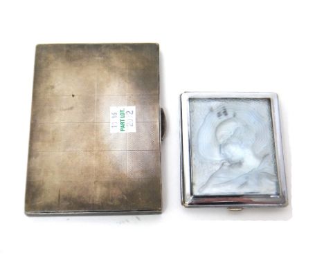 A silver rectangular cigarette case, with engine turned decoration, Birmingham 1939, gross weight 204 gms and a lady's Art De