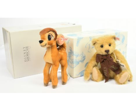 Steiff pair: (1) Steiff Disney Showcase Collection Bambi, brown mohair deer, white tag 680045, limited edition of 5000, produ