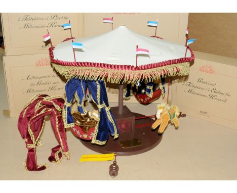 Steiff Millennium Carousel, LE 2000, part ONLY of a complete set. Musical carousel (crank handle operated untested), 2 gondol