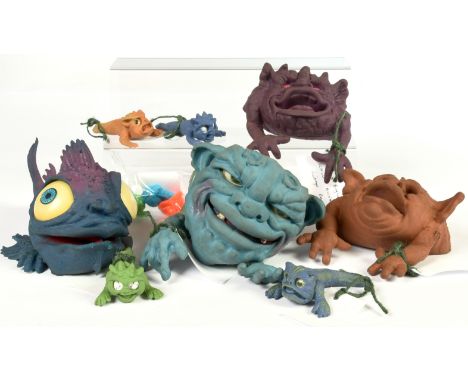 Mattel vintage Boglins, includes: Schlump Boink; Snish Soggy Boglin; Drool; Baby Blue Action GT; Blap; Baby Green with white 