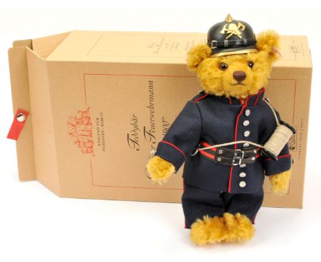 Steiff Berlin Fireman, circa 1900, white tag 655654, LE 1000, exclusive to Wertheim, Berlin, mohair, certificate, Excellent P