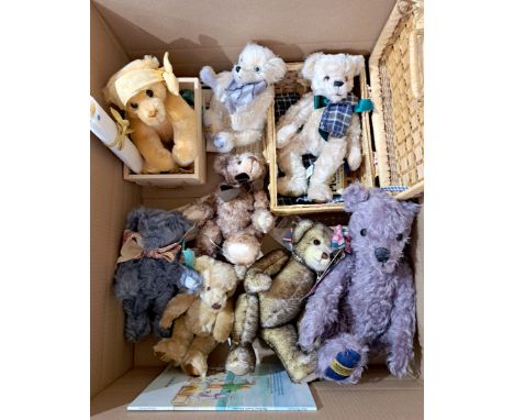 Merrythought teddy bear group including: (1) Lemon Sorbet; (2) Picnic Bear; (3) Lavender Bear; (4) Truffles; (5) Taylor; (6) 