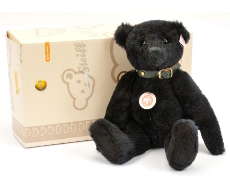 Steiff dark blue alpaca teddy bear, white tag 038280, limited in edition to the year 2007, chest tag, within Fair Plus Good b
