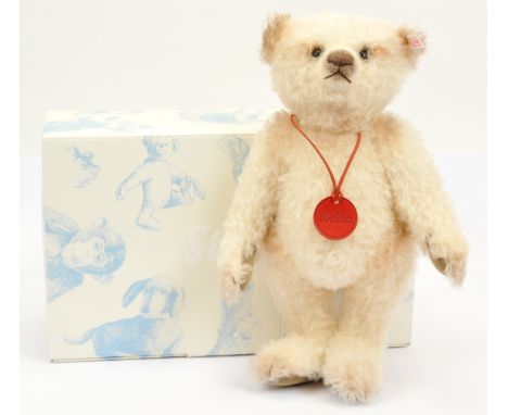 Steiff Bella teddy bear, exclusive to The UK and Ireland, 2009, white tag 663376, LE 2000, mohair, with leather neck medallio