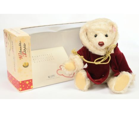 Steiff Christmas Musical Teddy Bear, white tag 037580, LE 2000, mohair, musical mechanism plays "White Christmas", certificat