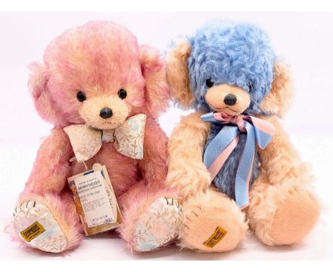 Merrythought Cheeky Bear pair including: (1) Cotton Candy Cheeky, LE 245/500, mohair, swing label certificate, 17"/43cm; (2) 