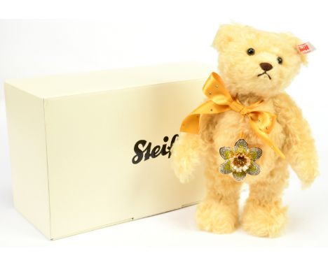 Steiff Eliza, the Spring Swarovski bear, white tag 690242, LE 3000, yellow mohair, swing label, certificate, Excellent to Exc