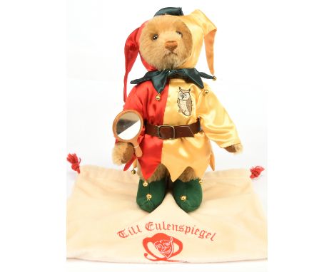 Steiff Teddybar Till Eulenspiegel (owl mirror) teddy bear, white tag 670626, LE 42/1500, 2003, German exclusive, mohair, with