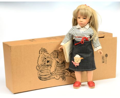Steiff by Gotz Jeanne vinyl doll, 2003, button in left ear, bracelet with tag, white clothing is discoloured, with tags #24 (