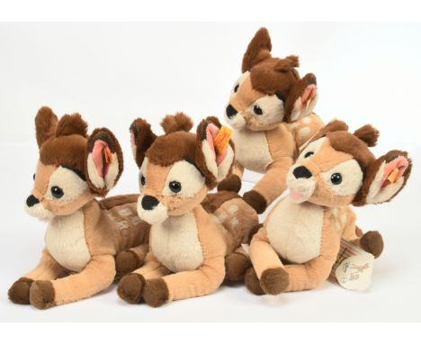 Steiff Disney Originals Bambi x 4; yellow tag 024689, plush, all with swing labels, Near Mint to Mint, 8.25"/21cm (height); (