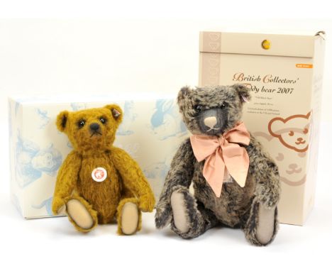 Steiff teddy bear pair including: (1) Edward teddy bear, white tag 661891, LE 1500, mohair, chest tag, certificate, within Go