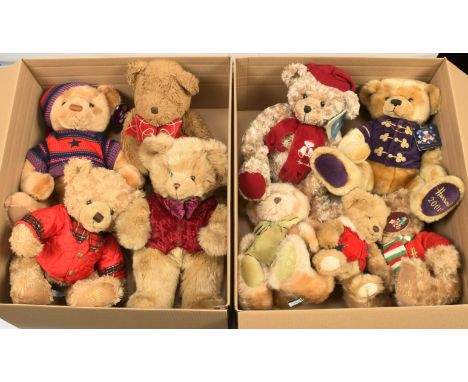 Harrods Year plush bears, Steiff penguin, etc: Harrods Year plush teddy bears, Fisher Price Snoopy pull-a-long wooden dog, St