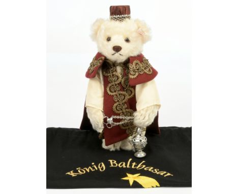 Steiff Konig Balthasar teddy bear, from The Three Kings set, exclusive to Karstadt, white tag 655821, LE 138/1500, 2005, moha