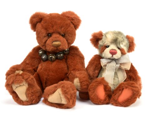 Charlie Bears including: (1) Rusty, CB 0104582, plush, swing labels (, 16"/41cm; (2) Ruby, CB 094080A, plush, swing labels, 1
