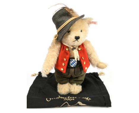 Steiff Oktoberfest 2004 teddy bear, white tag 671814, LE 1500, German exclusive, mohair, internal musical box, certificate, e