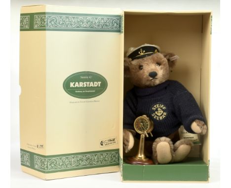 Steiff Karstadt Seabar Teddy Bear, white tag 655067, LE 399/450, 1994, light brown mohair, complete with brass telegraph, swi