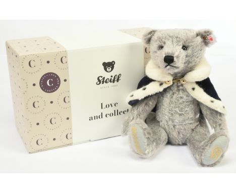 Steiff Long to Reign over us King Charles III teddy bear, white tag 691515, LE 2022, mohair, swing labels, certificate, with 