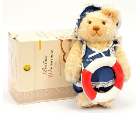 Steiff Berlin Wannseenixe bather teddy bear, white tag 656125, LE 17/1500, 2006, mohair, exclusive for Wertheim store, Berlin