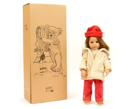 Steiff by Gotz Nadja vinyl doll, 2003, button in left ear, bracelet with tag, t shirt is discoloured, Excellent, within Good 