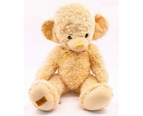 Merrythought large Cheeky Bear, mohair, MISSING swing label certificate, Excellent, 26"/66cm.
