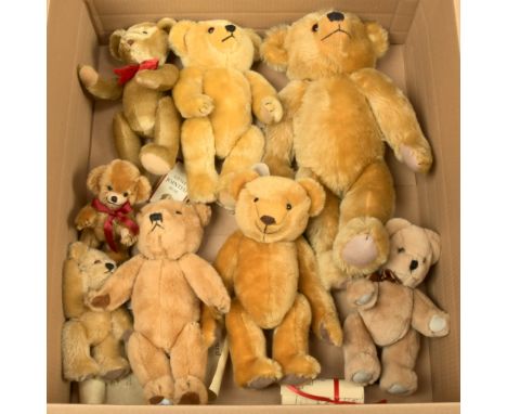 Collection of modern teddy bears, mohair and plush, including: Dean's Rag Book; Merrythought Cheeky; Canterbury Bears; Old Fa