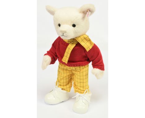 Steiff Rupert Bear 100th Anniversary musical teddy bear, white tag 690587, LE 64/1000, 2020, white alpaca, key wound musical 