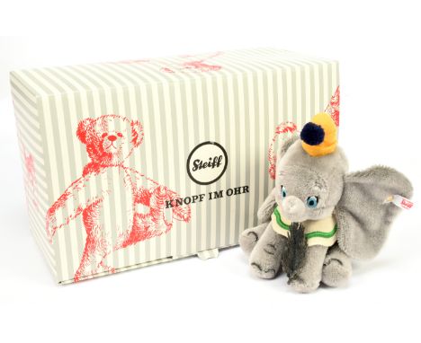 Steiff Disney Dumbo Classic miniature elephant, white tag 683763, LE 2000, mohair, with swing label, certificate, Excellent P