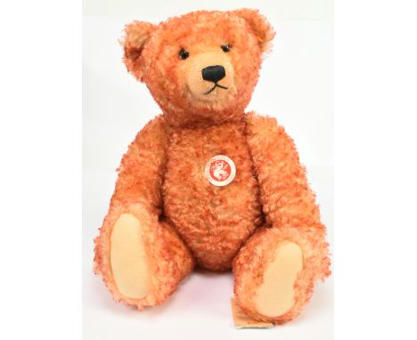 Steiff Classic Teddy Bear 60, yellow tag 000218, orange mohair with red tip, chest tag, swing labels, Excellent Plus to Near 