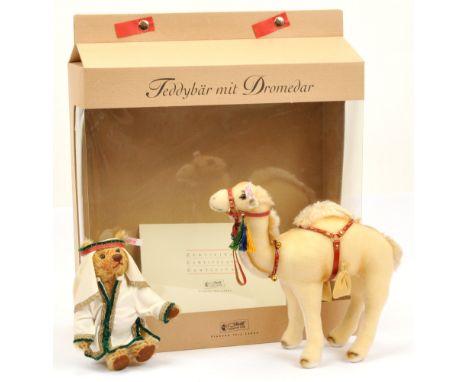 Steiff Teddy with Dromedary, white tag 037924, comprising mohair teddy bear and camel, limited edition of 3000, certificate, 