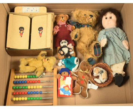 Golly Stores cupboard, wooden/hardboard construction, H-9.25"/23cm, D-5"/13cm, W-9.5"/24cm; Dean's Rag Book Albert Apple Pip 