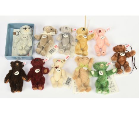 Steiff Club Membership miniature mohair teddy bears x eleven, Excellent Plus to Mint; (11).