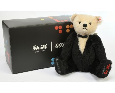Steiff James Bond teddy bear, white tag 007613, LE 3000, mohair, internal music box plays Bond theme, swing label, certificat