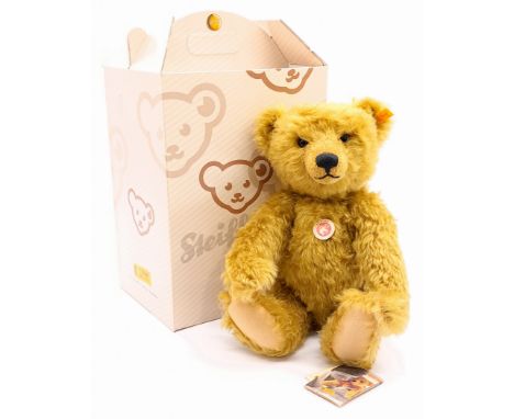 Steiff Classic teddy bear, yellow tag 004810, mohair, chest tag, swing label, within Good Plus basic box, Excellent Plus, 16.