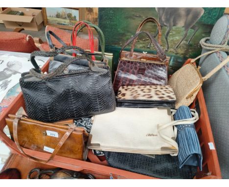 Large crate of vintage hand bags 
